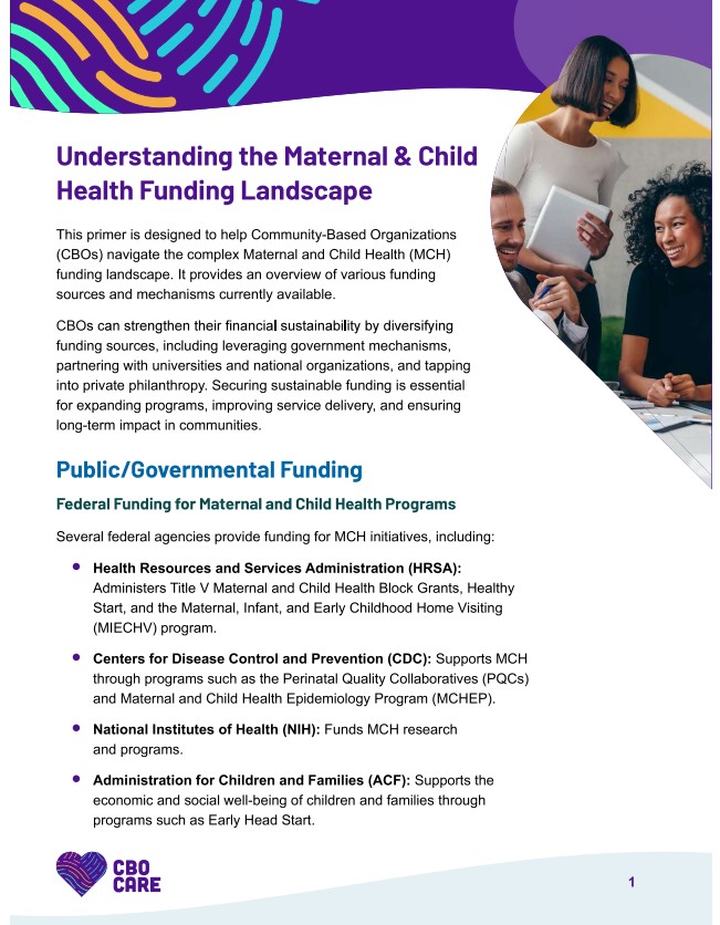 Understanding the MCH Funding Landscape: A Primer for CBOs user-friendly summary